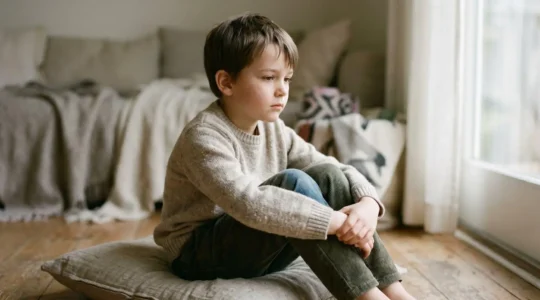 A child sitting in soft natural light, showing a contemplative expression that captures the complexity of childhood emotional experiences