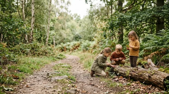 Children exploring nature during an outdoor discovery walk