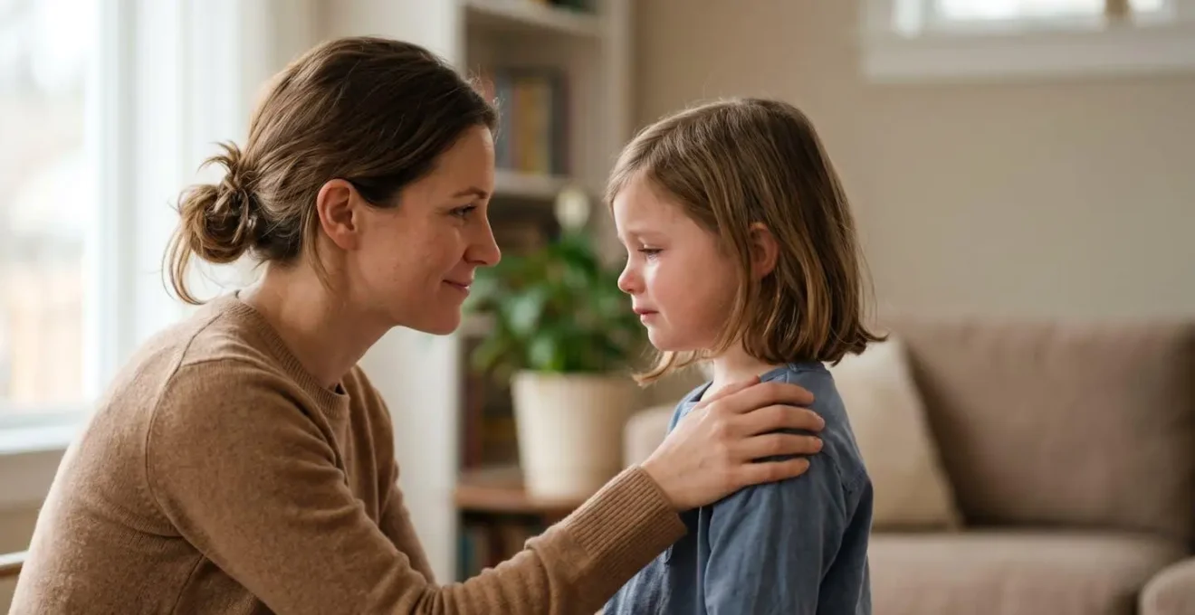 Parent and child in gentle eye contact during an emotional moment, showcasing the power of emotional validation