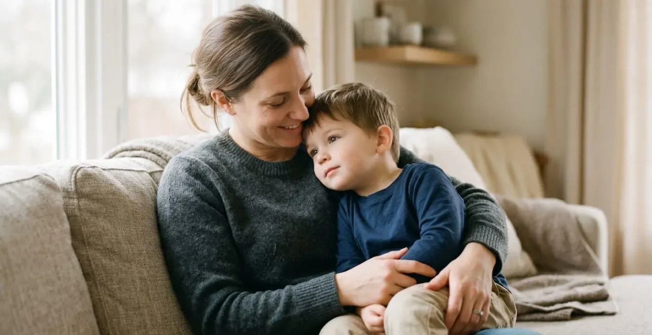 Warm moment showing parent-child connection representing secure attachment foundation