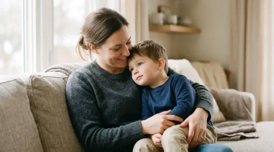 Warm moment showing parent-child connection representing secure attachment foundation