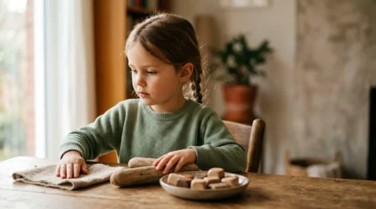 A child engaging in sensory exploration activities that support learning and development